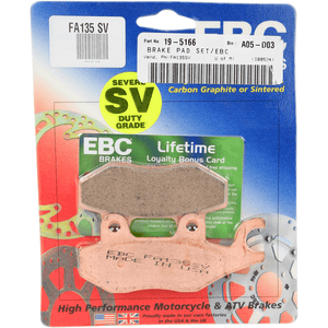 Severe Duty "Sv" Sintered Brake Pads By Ebc FA135SV Brake Pads FA135SV Parts Unlimited