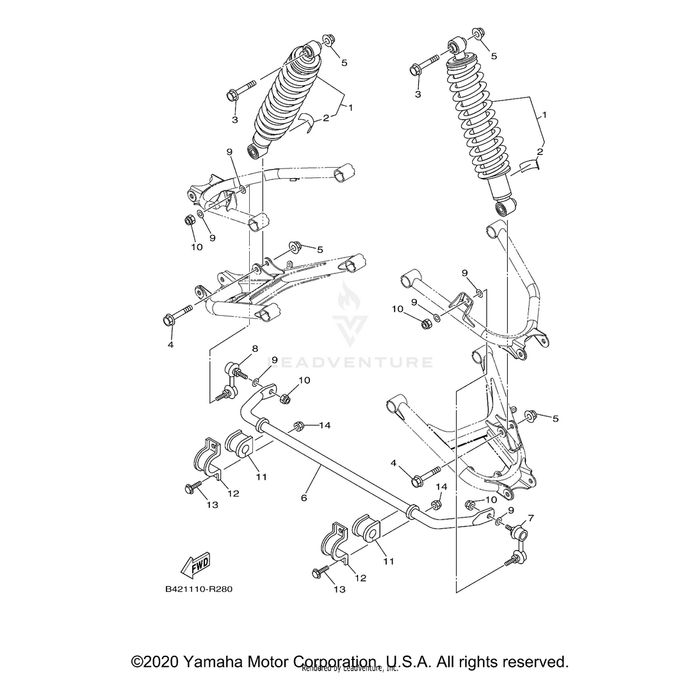 Shock Absorber Assembly, Rear by Yamaha