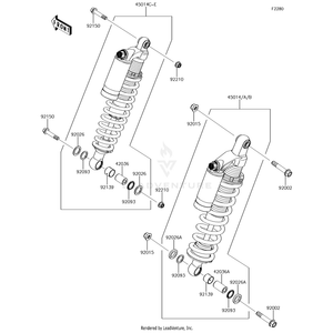 Shock Absorber,Front,C.P.Blue by Kawasaki 45014-0486-57L OEM Hardware 45014-0486-57L Off Road Express Drop Ship