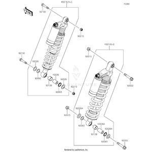 Shock Absorber,Rear,C.B.Orange by Kawasaki 45014-0487-42M OEM Hardware 45014-0487-42M Off Road Express Drop Ship