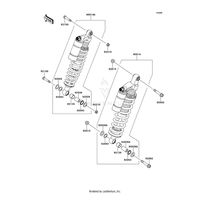 Shock Absorber,Rear,Silver by Kawasaki