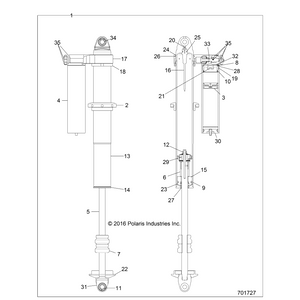 Shock, Rear, 2.5 by Polaris 7044557 OEM Hardware P7044557 Off Road Express Drop Ship