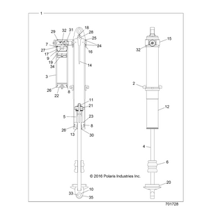 Shock, Rear by Polaris 7044464 OEM Hardware P7044464 Off Road Express Drop Ship