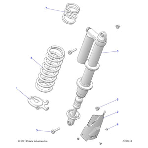 Shock-Rear,Mp,Dx,Right by Polaris 7045697 OEM Hardware P7045697 Off Road Express Drop Ship