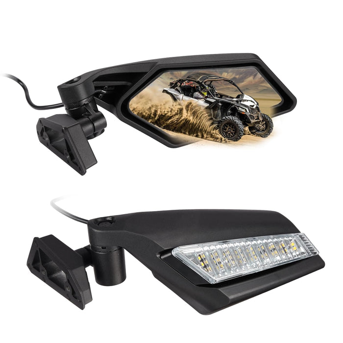 Side Mirrors with Turn Signal Light for Can-Am Maverick X3 by Kemimoto