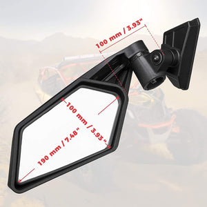 Side View Mirror 360° Adjustment for Can Am Maverick X3 / X3 MAX by Kemimoto B0106-02401BK Side View Mirror B0106-02401BK Kemimoto