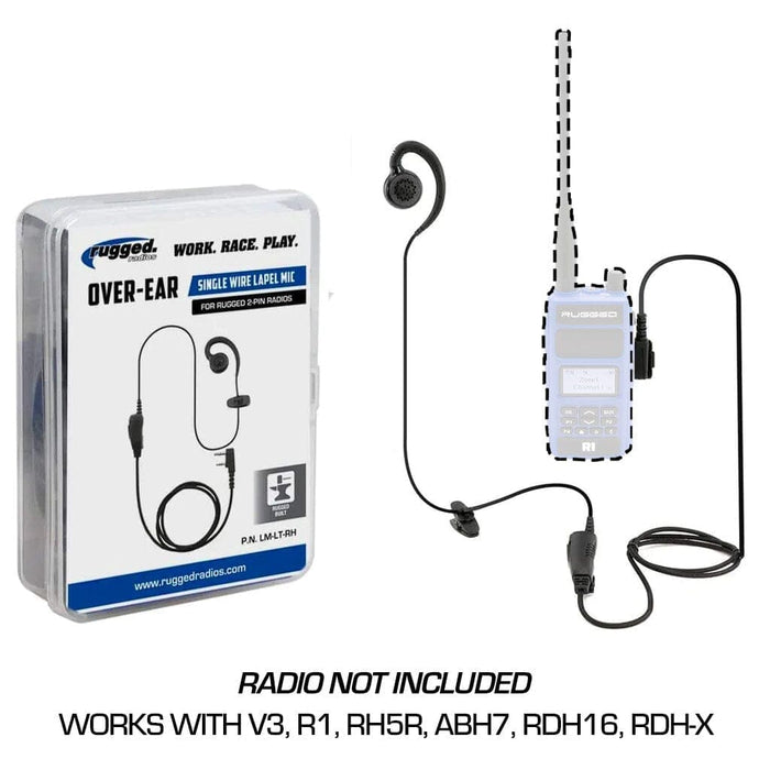 Single Wire Ear Hook Lapel Mic For Rugged Handheld Radios by Rugged Radios