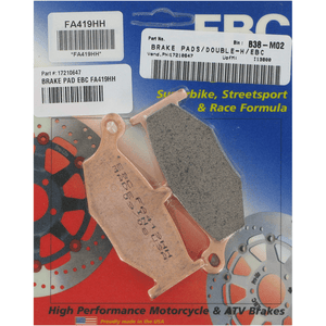 Sintered "Hh" Brake Pads By Ebc FA419HH Brake Pads 1721-0647 Parts Unlimited