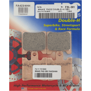 Sintered "Hh" Brake Pads By Ebc FA423/4HH Brake Pads 1721-0649 Parts Unlimited Drop Ship