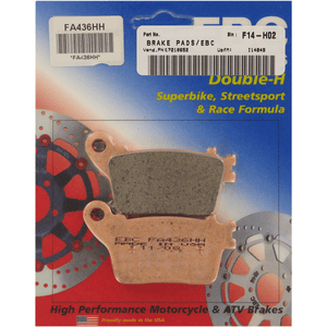 Sintered "Hh" Brake Pads By Ebc FA436HH Brake Pads 1721-0652 Parts Unlimited