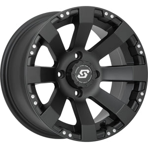 Spyder Wheel 14X7 4/137 5+2 (+10Mm) Black by Sedona A7547037-T-52S Non Beadlock Wheel 570-1155 Western Powersports Drop Ship