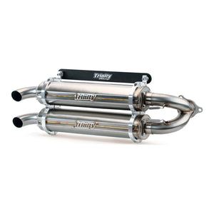 Stainless Steel Rzr Turbo/S Slip On By Trinity Racing TR-4152S-SS Dual Muffler TR-4152S-SS Trinity Racing