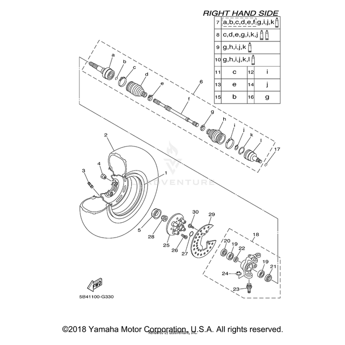 Steering Knuckle Assembly (Right) by Yamaha