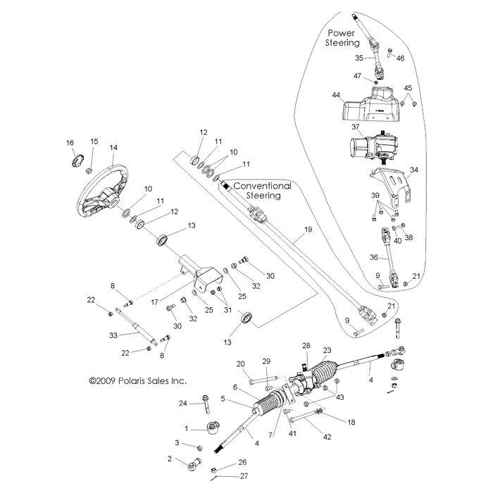 Steering Shaft, Upper/Lower by Polaris