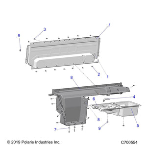 Storage Bin, Right by Polaris 5454726-070 OEM Hardware P5454726-070 Off Road Express