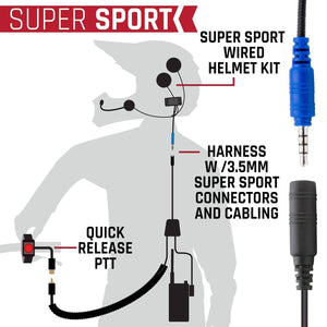 Super Sport Complete Motorcycle Communication Kit With Lightweight Sport Cables by Rugged Radios Rugged Radios