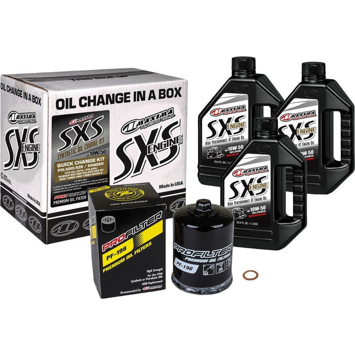 SXS Quick Oil Change Kit 10W-50 w/ Black Oil Filter by Maxima