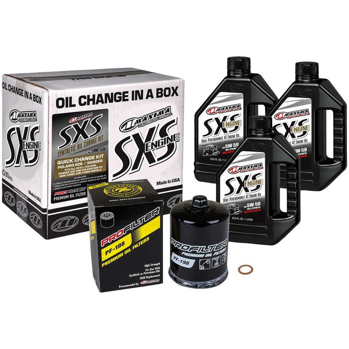 SXS Quick Oil Change Kit 5W-50 w/ Black Oil Filter by Maxima