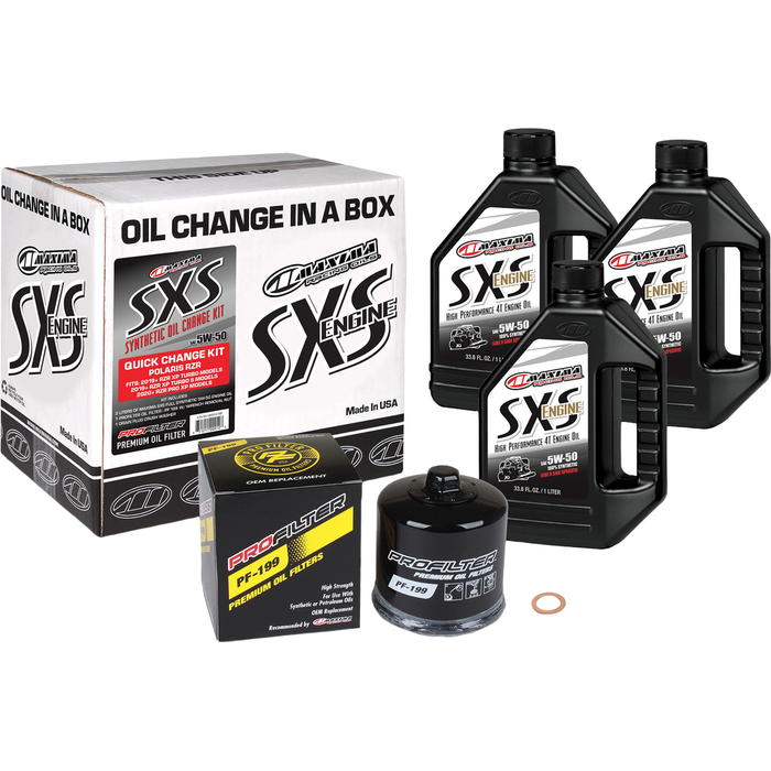 SXS Quick Oil Change Kit 5W-50 w/ Black Oil Filter by Maxima