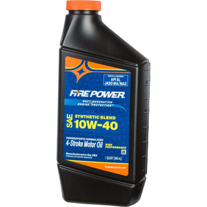 Synthetic Blend 4-Stroke Oil 10W-40 Qt 12/Case by Fire Power 196982 Engine Oil Semi Synthetic 841-10231 Western Powersports