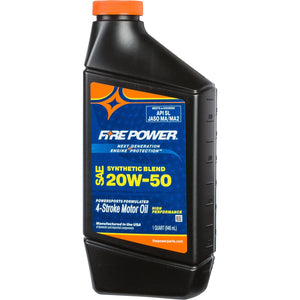 Synthetic Blend 4-Stroke Oil 20W-50 Qt 12/Case by Fire Power 196975 Engine Oil Semi Synthetic 841-10431 Western Powersports