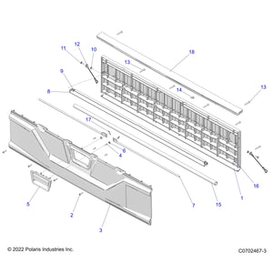 Tailgate Assembly, Gloss Black by Polaris 2636365-070 OEM Hardware P2636365-070 Off Road Express Drop Ship