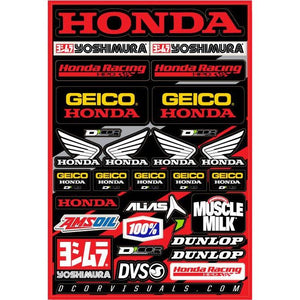 Team Geico Honda Decal Sheet 12"X18" By D'Cor 40-10-114 Decal Sheet 862-10114 Western Powersports