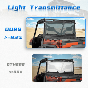 Tint Hard UTV Rear Windshield (Fit Roof) for Polaris Ranger by Kemimoto B0110-02003SK Rear Windshield B0110-02003SK Kemimoto