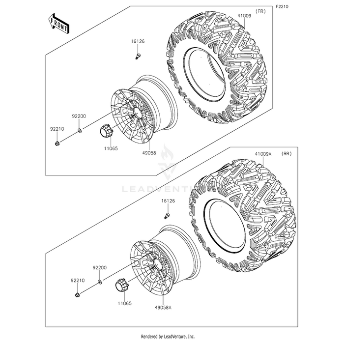 Tire,27X11.00-12 6Pr,Duro Pg2 by Kawasaki