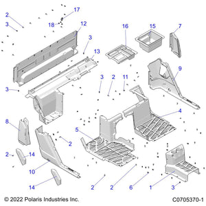 Tunnel Floor Cover, Rear, Gloss by Polaris 5454377-070 OEM Hardware P5454377-070 Off Road Express