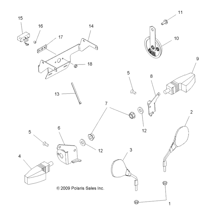 Turn Signal, Front, Left, Black by Polaris