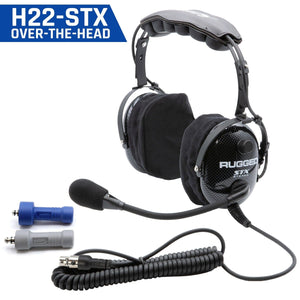 Ultimate Headset For Stereo And Offroad Intercoms - Over The Head Or Behind The Head by Rugged Radios H22-STX 01039374005779 Rugged Radios Over The Head