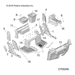 Underseat Storage, Center, Glos by Polaris 5454379-070 OEM Hardware P5454379-070 Off Road Express