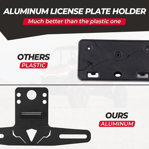 Universal 12V Lighted License Plate Holder Fit Can Am X3 / Polaris RZR by Kemimoto B0111-01501BK License Plate Mount B0111-01501BK Kemimoto