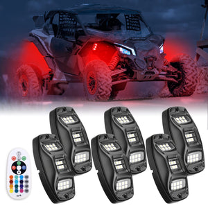 Universal 6 Pods RGB Rock Light Kit For UTV ATV Jeep Truck SUV Car by Kemimoto ‎B0803-03101BK Rock Lights ‎B0803-03101BK Kemimoto