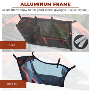 Upper Door Window Nets for Can Am Maverick X3/MAX - Set of Two by Kemimoto B0110-00901 Window Net B0110-00901 Kemimoto