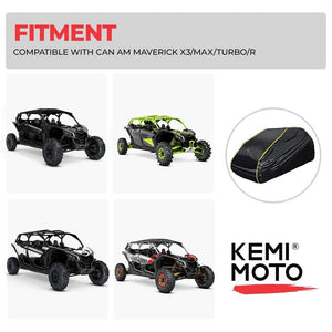 UTV 4-Seater Cover For Can Am Maverick X3 Max/ RZR/ General by Kemimoto B0111-02602BK Storage Cover B0111-02602BK Kemimoto