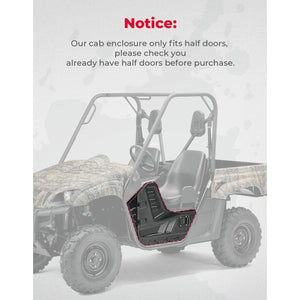 UTV Cab Enclosure Heavy-Duty 900D for Yamaha Rhino with Half Doors by Kemimoto B0115-02001BK Cab Enclosure B0115-02001BK Kemimoto