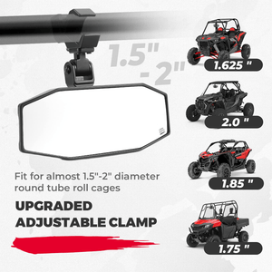 UTV Center Mirrors for 1.5"-2" Roll Cage Bar by Kemimoto B0106-12401BK Rear View Mirror B0106-12401BK Kemimoto