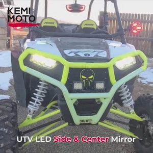 UTV Rear View and Side Mirror with Interior Light for 1.6"-2" Roll Bar by Kemimoto BZH0245-02 Side View Mirror LED BZH0245-02 Kemimoto