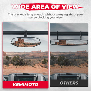 UTV Rear View Mirror for 1.6"-2" Roll Bar Mount by Kemimoto B0106-13501BK Rear View Mirror B0106-13501BK Kemimoto