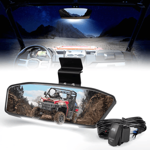 UTV Rear View Mirror with LED Light Fit Polaris Ranger/ Defender 2015-2023 by Kemimoto B0106-03604BK Side View Mirror LED B0106-03604BK Kemimoto