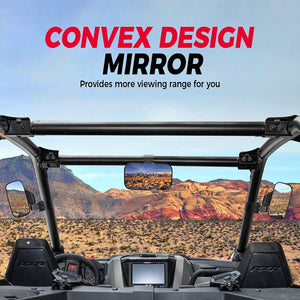 UTV Side Mirrors and Center Mirror with 1.6" to 2" Roll Bar Cage by Kemimoto BZH0211-02 Side View Mirror BZH0211-02 Kemimoto