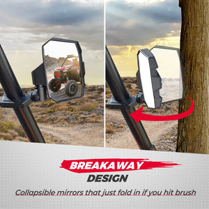 UTV Side Mirrors for 1.6" - 2" Roll Bar Cage by Kemimoto B0106-13201BK Side View Mirror B0106-13201BK Kemimoto