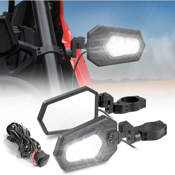 UTV Side Rear View Mirrors for 1.75" - 2" Roll Bar by Kemimoto