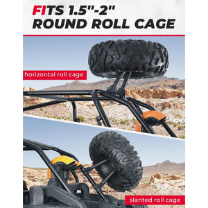 UTV Spare Tire Carrier for 1.5''-2'' Roll Cage for RZR, Mule by Kemimoto B1001-01601BK Spare Tire Mount B1001-01601BK Kemimoto