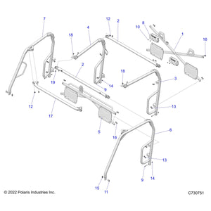 Weld-Cab Frame,Cntr,Top,M.Blk by Polaris 1017169-458 OEM Hardware P1017169-458 Off Road Express