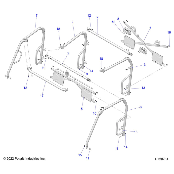 Weld-Cab Frame,Cntr,Top,M.Blk by Polaris