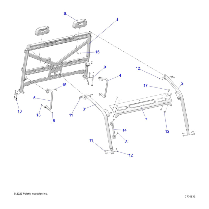 Weld-Cab Frame,Rear,Is,M.Blk by Polaris