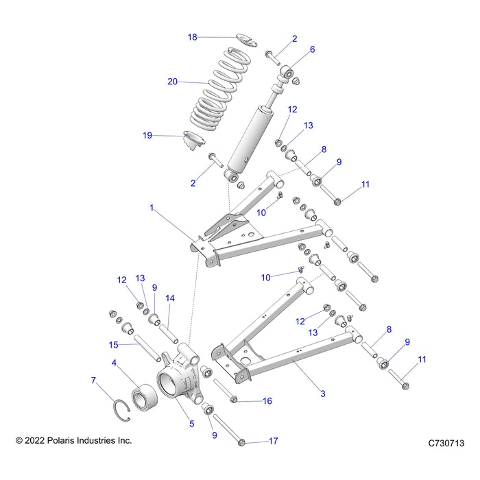 Weld Control Arm, Upper, Right, by Polaris